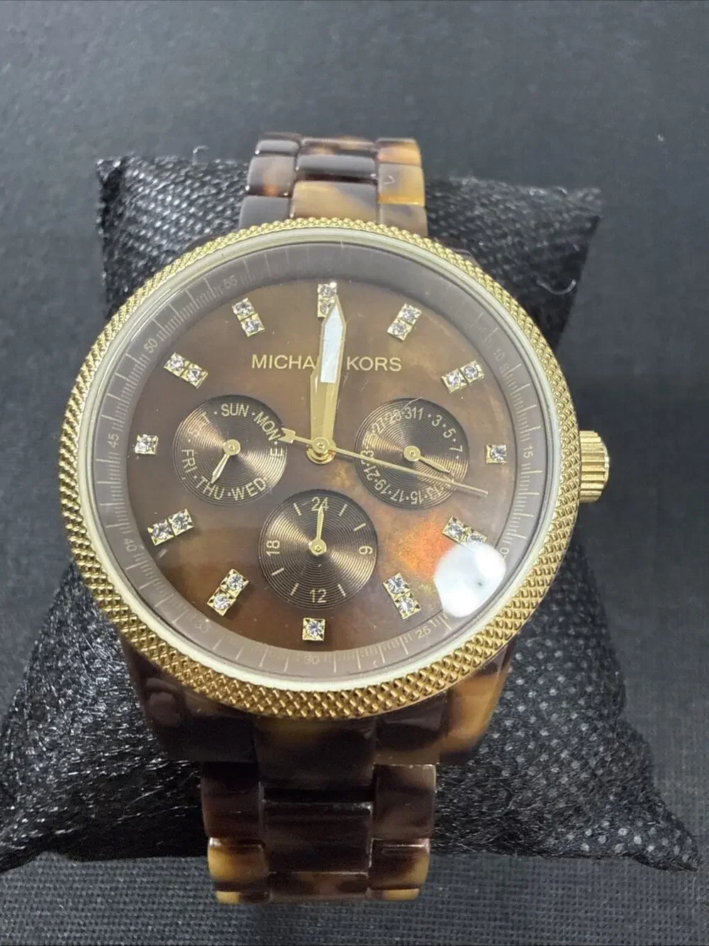 Michael Kors MK-5038 Wristwatch New Battery Brown MOP Dial (B13)